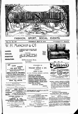 cover page of Clifton Society published on May 13, 1909